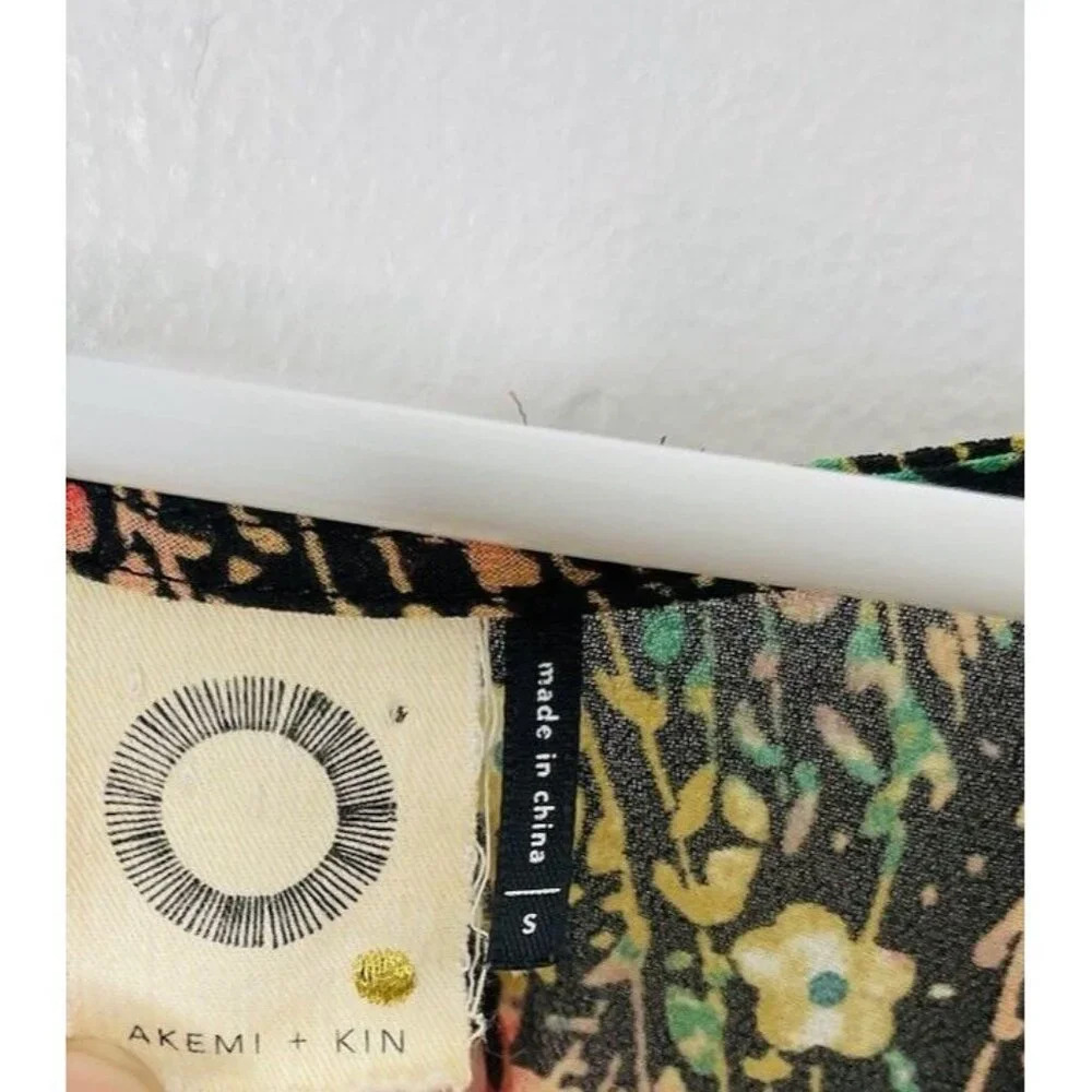 Akemi + Kin Anthropologie Midi Dress S Sheer Flowy Boho Floral Cottagecore Slit - Picture 5 of 10